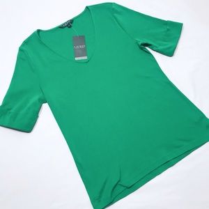 Lauren Ralph Lauren Bright Emerald Top NWT Sz L